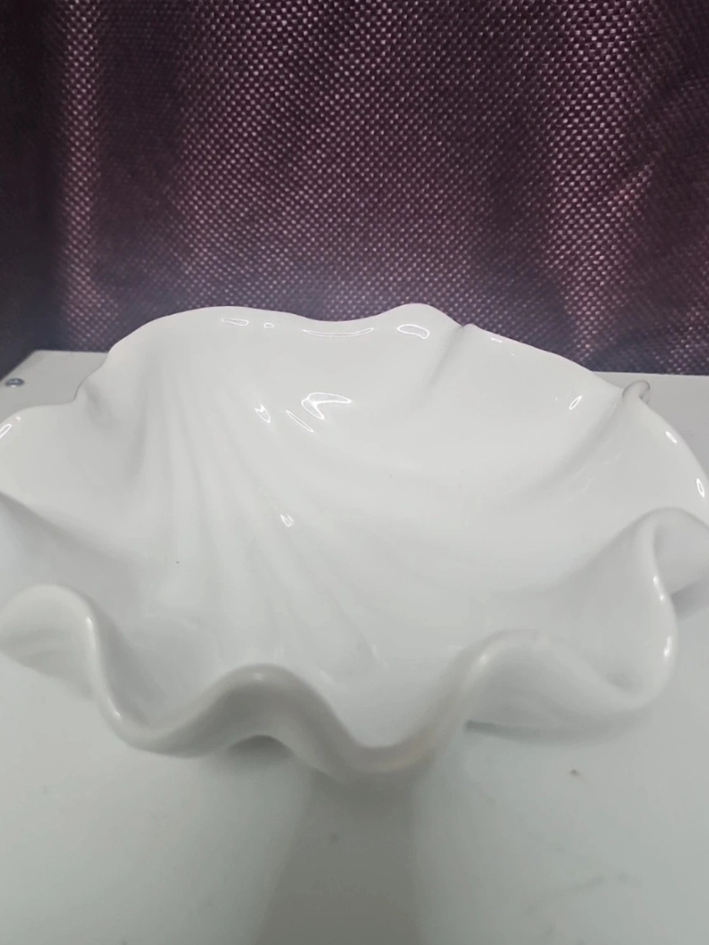 White Ceramic Ruffled Serving Bowl - Home Dining